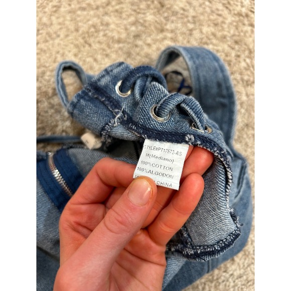 Altar'd State Denim Corset Top Lace Up Square Neck Sleeveless Blue Medium Party - Picture 5 of 7